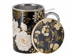 Porzellan Deckelbecher 'Art Deco & Flowers' 350 ml 