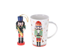  Geschenkset 'Nutcracker' Porzellanbecher mit Nußknacker, grün 